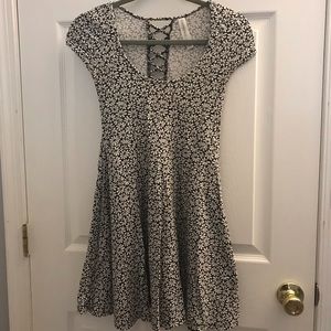 White and black floral skater dress